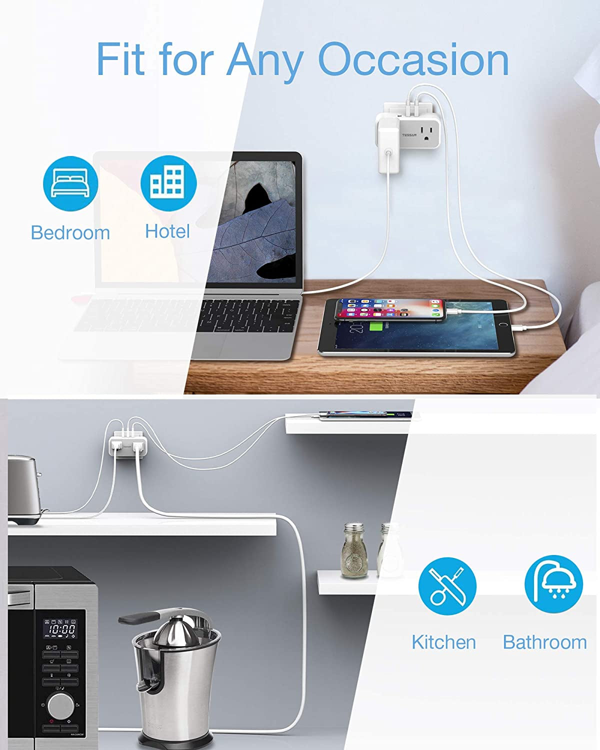 Cruise Safe Multi Plug Outlet Extender with USB